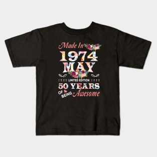 May Flower Made In 1974 50 Years Of Being Awesome Kids T-Shirt